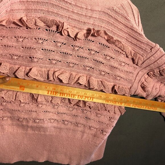 zara structured knit jacket small s m pink ruffled knitted ruffled to - Picture 10 of 11